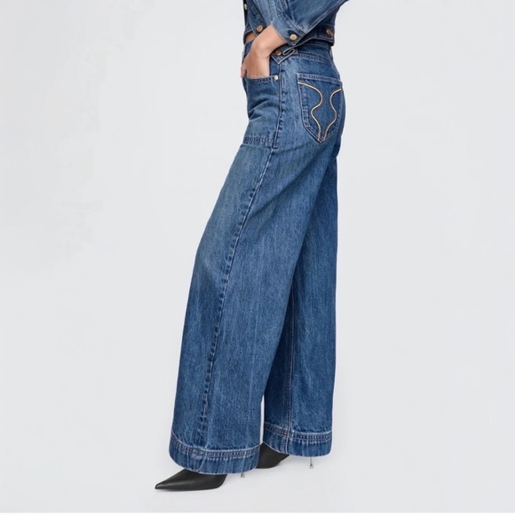 Cult Gaia x GAP High Rise Stride Chain Jean Pantolon NWT size 28/6 - Picture 11 of 13